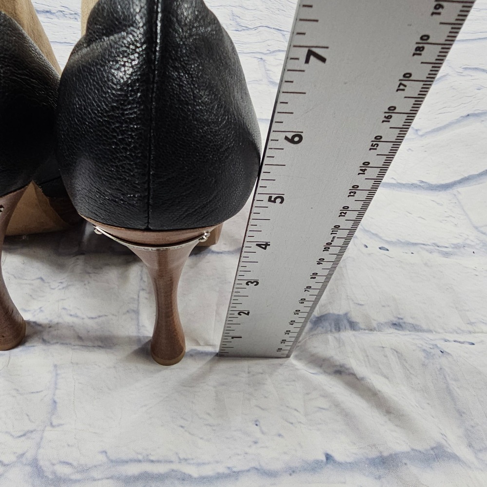 Michael Kors Platform Pumps Women 9 Black Leather Wood Heel Stiletto Round Toe - Picture 7 of 11
